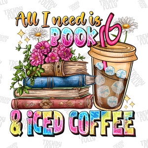 Book Lover PNG, Bookish PNG, Iced Coffee And Books, Iced Coffee Girly PNG, Retro Iced Coffee Png, Nerdy Girl Png, sublimate designs download