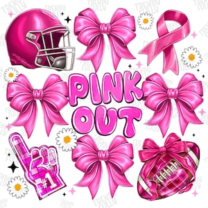 Pink Out Png, Tackle Cancer Png, Breast Cancer Png, Coquette Football Pink Out png, Football Mom png, Fight Cancer Png, Cancer Awareness