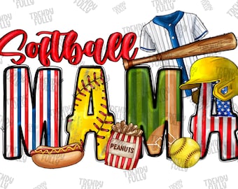 Softball Mom,Softball Clipart, Transparent PNG file for sublimation,Softball Mama Png,Softball Shirt Design,Softball Mom png,Softball design