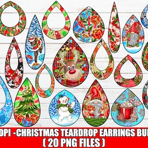 Christmas teardrop earrings bundle png sublimation design download, Christmas png, Christmas teardrop earrings png, designs download