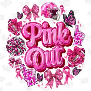 Pink Out Png, Tackle Cancer Png, Breast Cancer Png, Coquette Football Pink Out png, Football Mom png, Fight Cancer Png, Cancer Awareness
