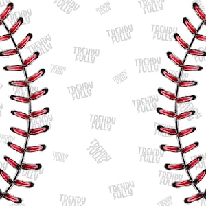 May include: Two red baseball stitch designs on a white background. The stitches are red and black and are arranged in a traditional baseball stitch pattern.
