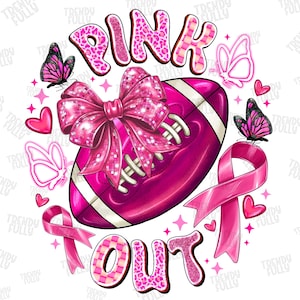 Pink Out Png, Tackle Cancer Png, Breast Cancer Png, Coquette Football Pink Out png, Football Mom png, Fight Cancer Png, Cancer Awareness