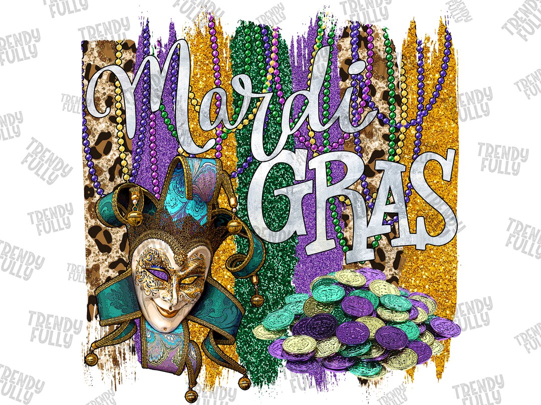 Mardi Gras Brush Strokes Png Digital Download, Leopard, Mardi Gras