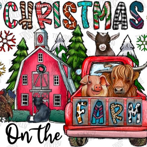Christmas On The Farm Png, Farm Animals Truck png, Christmas Animals, Digital Download, Png, Merry Christmas, Christmas Png, Sublimation