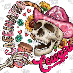 Caffeinated Cowboy PNG, Digital Download,Skeleton Png, Coffee Skull, Cowboy Skull Png, Coffee, Coffee Design, Western, Cowboy, Sublimation