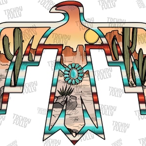 Desert Thunderbird PNG File, Serape, Gemstone Turquoise, Western Png, Desert, Thunderbird Png, Sublimation Designs, Digital Download PNG