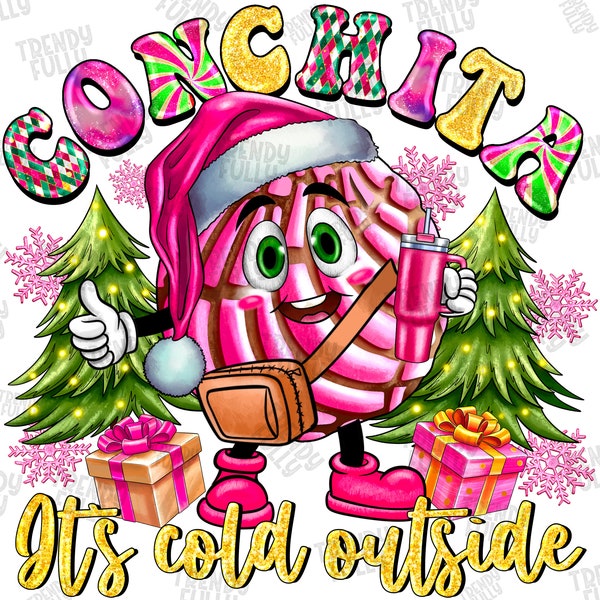 Conchita It's Cold Outside PNG, Concha Pan Dulce, Mexican Christmas Png, Conchas Belt Bag Style Png,Spanish Feliz Navidad Sublimation Design