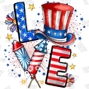 4th Of July Love, America Sublimation Design Png, America Png, 4th of July Png, fireworks, American Love, 4th Of July, American Map, Western