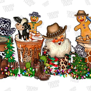 Western Christmas Coffee Png, Merry Christmas Png, Holidays,Coffee,Western,Western, Santa Claus, Country,Sublimation Design,Digital Download