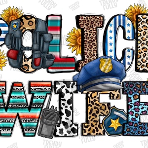 Police Wife Png, Back the Blue PNG, Police Hat, Digital Download, Thin Blue Line, Police Design,Law Enforcement,Sunflower,Sublimation design