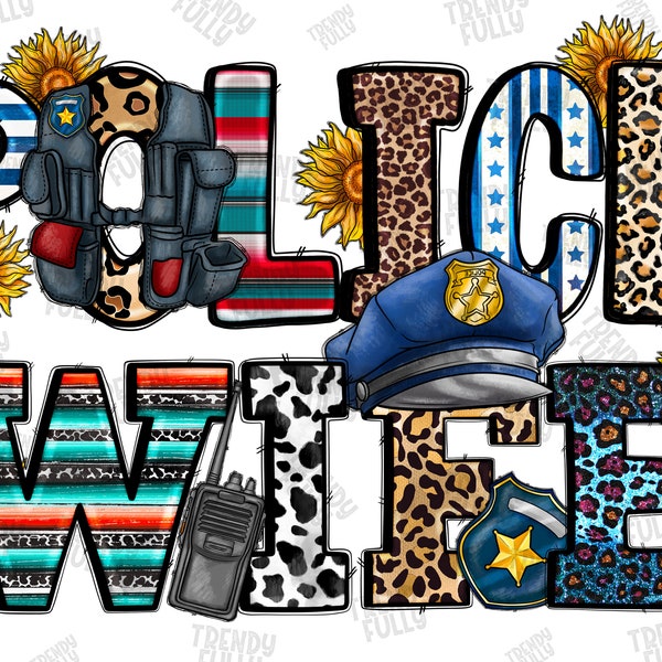 Police Wife Png, Back the Blue PNG, Police Hat, Digital Download, Thin Blue Line, Police Design,Law Enforcement,Sunflower,Sublimation design