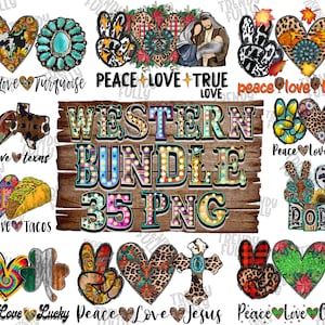 Peace Love Bundle Png, Peace Love Dog Png, Cowhide, Peace Love Coffee, Peace Love Understand, Sublimation Designs, Digital Download,Western
