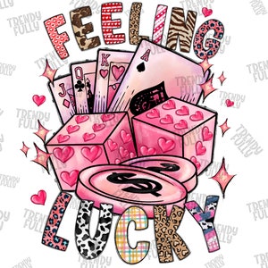 Feeling Lucky PNG, Valentine Pocket, Lucky, Xoxo Valentine Png, Designs For Sublimation, Playing Cards, Valentines Day, Xoxo, PNG Download
