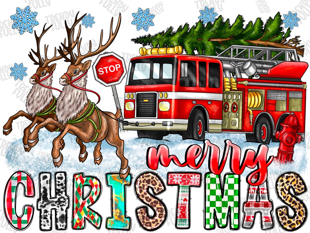 Christmas Fire Department Png, Firefighter Trees, Christmas Firefighter Png, Merry Christmas Png