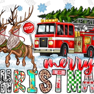Christmas Fire Department png, Firefighter Trees, Christmas Firefighter png, Merry Christmas Png, Digital Download, Sublimation Design