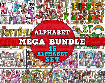 Doodle Alphabet Bundle, Western PNG Letters, Sublimation Design, Alphabet Mega Bundle, Alphabet Design, Font, Bundle Design,Digital Download