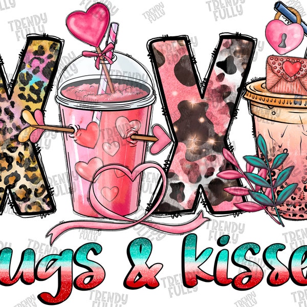 Xoxo Hugs and Kisses Png, Xoxo Coffee Png,Valentine Sublimation PNG,Coffee Png,Heart,Valentine's Day Coffee Png,Digital Download,Sublimation