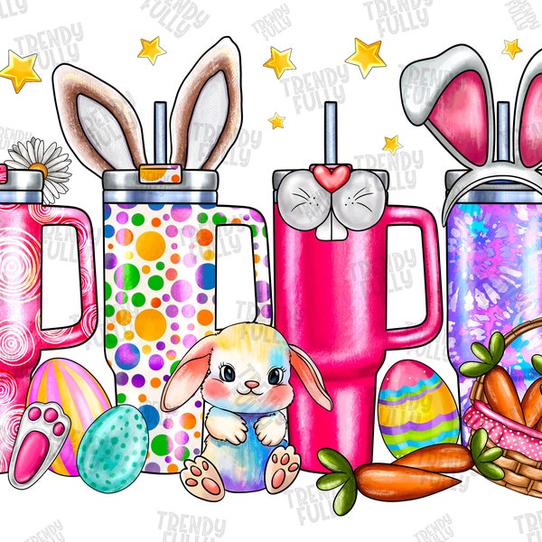 Retro Obsessive Cup Disorder Easter Day PNG, Easter Day Cups Png, Easter Life Png, Funny Cup Easter Png, Bunny Png, Eggs, Sublimation Design