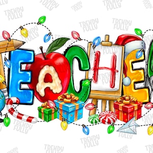 Teacher Christmas Png, Love Christmas Teacher, Teacher Christmas Png, Christmas Teach Png, Christmas Gift For Teacher, Merry Christmas Png