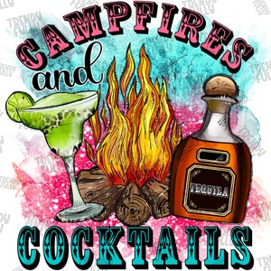 Campfires And Cocktails Png, Western, Camp Png, Camp Fire, Cocktails, Camping Design, Tequila, Margarita,Digital Download,Sublimation Design