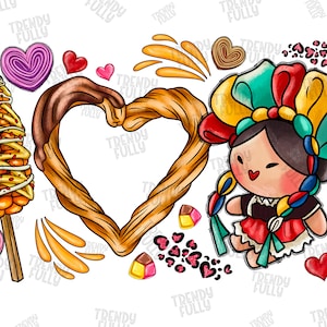 I Love U Conchas Elotes Churros PNG, Happy Valentine&#39;s Day PNG , Mexican Valentine Png, Mexican Bread Png, Valentine Gift PNG Sublimation