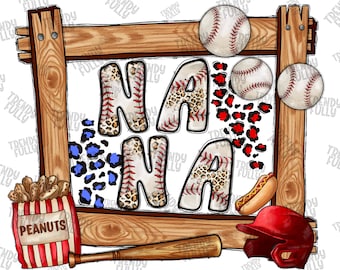 Baseball Nana, Baseball Clipart, Transparent PNG file for sublimation, Baseball Nana Png, Baseball Shirt Design, Baseball Mom png, Baseball