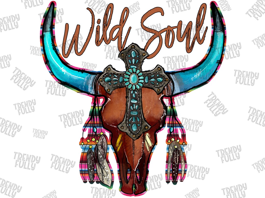 Wild Soul Png, Boho Skull Png, Cross Png, Western PNG, Serape, Cowhide ...