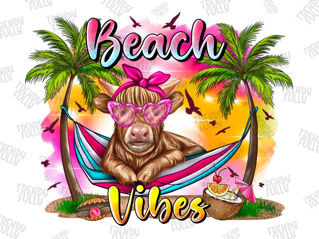 Beach Cow Pattern Background Beach Vibes Cow Png, Beach Life Png, Digital Downloads, Beach ...