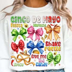 Cinco De Mayo Coquette Bow Png, Margarita Tacos Png, Mexican Party, Nacho Average Fiesta, Mexican Festival 2025 Png, Mexican Hat Png