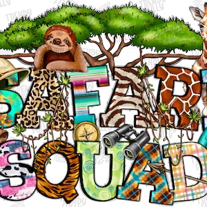 Safari Squad Png, Zoo Crew PNG, Digital Download, Sublimation, Giraffe, Animal png, Kids Zoo Trip, Safari Party png, Western png,Safari Life