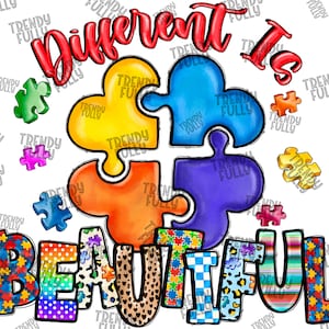 Different is beautiful Autism png sublimation design download, Autism Awareness png, Autism heart png, sublimate designs download