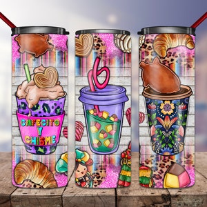 Cafecito y Chisme PNG, 20oz Skinny Tumbler Sublimation Designs, Coffee Mug, Latina Tumbler Png, Mexican Concha Bread, Tumbler Png Png,Latina
