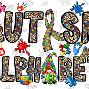 Autism Doodle Alphabet Bundle Png, Autism Alphabet PNG,Font png,Alphabet,Font Letters,Autism Awareness,Puzzle Png,Marquee Letters Png,Autism