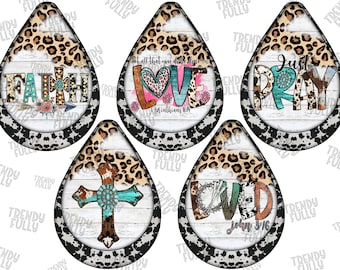 Western Earring Png, Just Pray, Faith Earring Png, Cross Earring, Earring Png, Loved John 3.16, Christian,Sublimation Designs, Dgtl Download