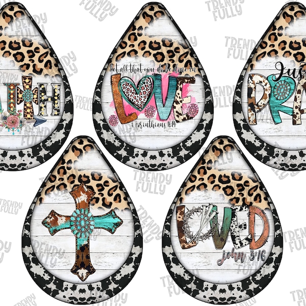 Western Earring Png, Just Pray, Faith Earring Png, Cross Earring, Earring Png, Loved John 3.16, Christian,Sublimation Designs, Dgtl Download