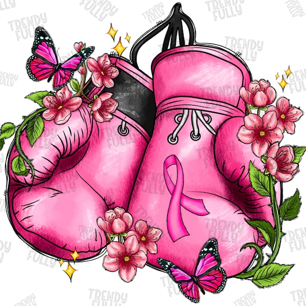 Cancer boxing gloves with ribbon png sublimation design download, Cancer awareness png, Breast Cancer png, sublimate designs download