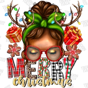 Merry Christmas afro messy bun png sublimation design download, Messy bun png, Merry Christmas png,afro woman png,sublimate designs download