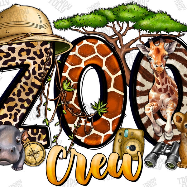 Zoo Crew PNG, Digital Download, Sublimation, Kids, Giraffe, Animal png, Kids Zoo Trip Png, Safari Party png, Western png, Safari Life png