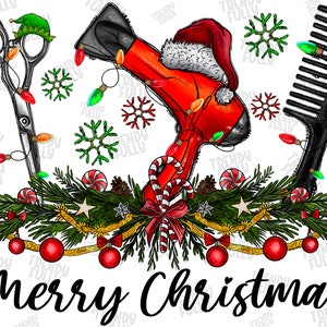 Hair Stylist PNG, Hair Png, Hair Christmas PNG, Merry Christmas, hair dryer, Hair Design, comb, Western, Digital Download,Sublimation Design