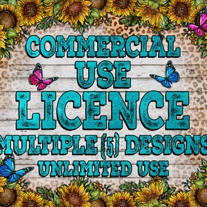 Commercial Use License for Small Businesses and Physical Products / Multiple (5) Design / Unlimited Use
