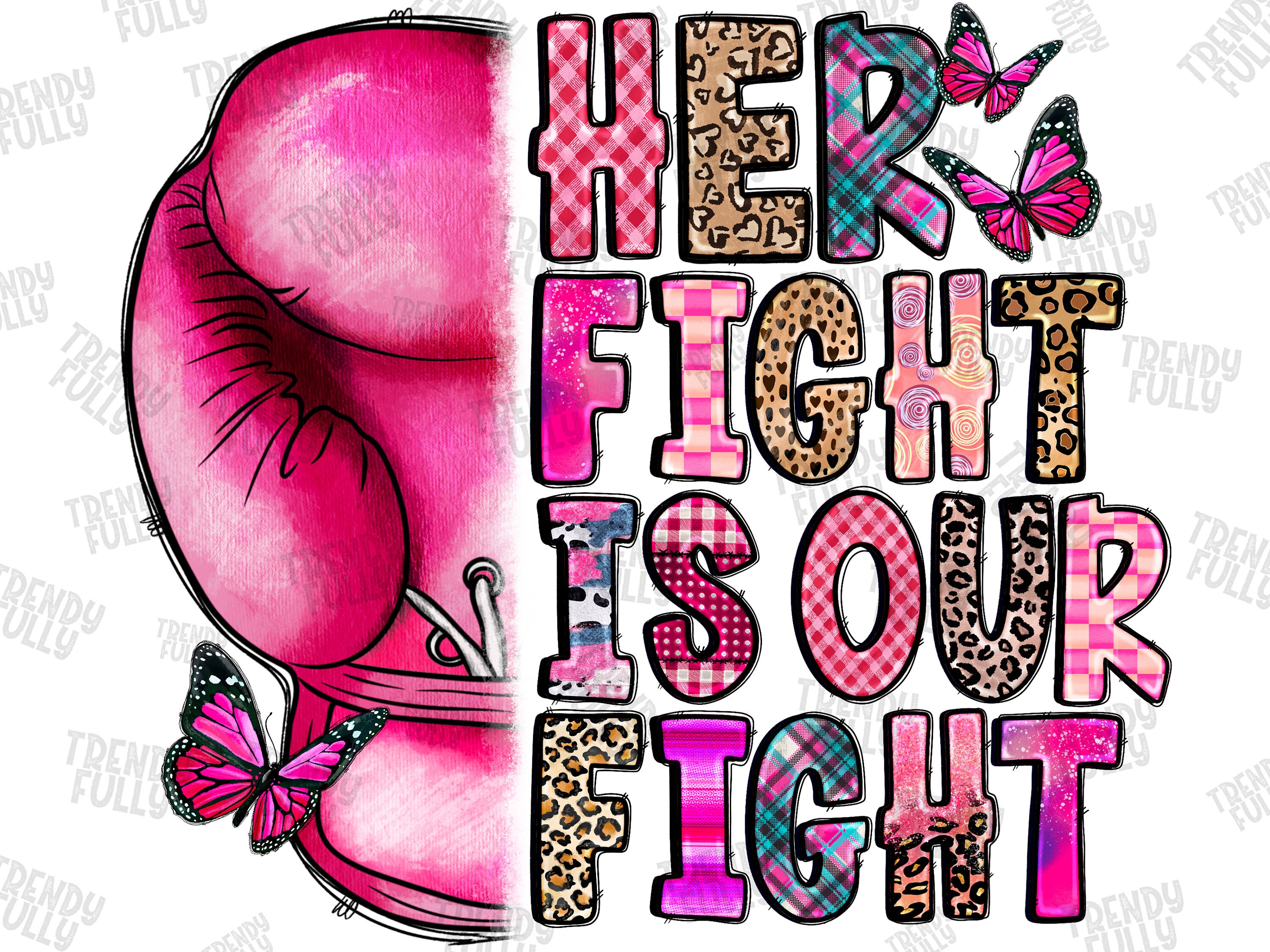 Pink Fight Letters Pink Boxing Gloves Fight Like A Girl