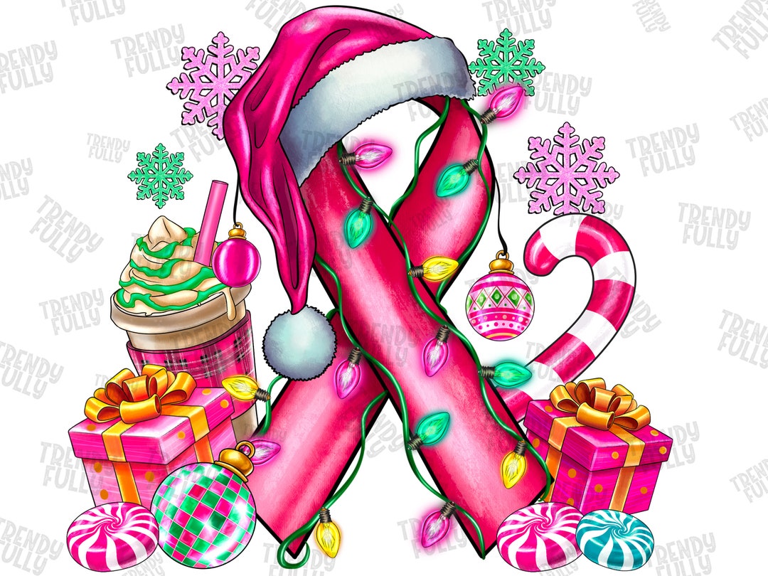 Pink Christmas Breast Cancer Png Sublimation Design Download, Merry