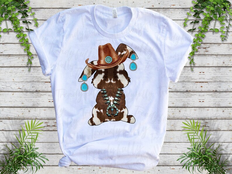 Western Rabbit PNG File Sublimation Design, Cowhide Rabbit, Digital ...