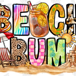 Beach Bum PNG, Sublimation Design, Summer Life, Wave Png, Beach Png, Summer Png, Digital Download, Beach Babe Png, Sunset, Beach Life