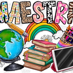 Maestra Sublimation PNG Design, Spanish Teacher, Back to School, School, Teacher Appreciation,Teacher Png, Maestra Design, Digital Download