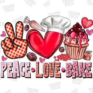 Peace love bake png sublimation design download, baking png, cooking love png, cooking tools png, sublimate designs download