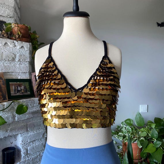 dPois Dames glitterjas korte crop tops buikvrij lange mouwen bovendeel glanzend disco outfit zangeres hiphop kostuum themafeest carnaval, zwart (A), M