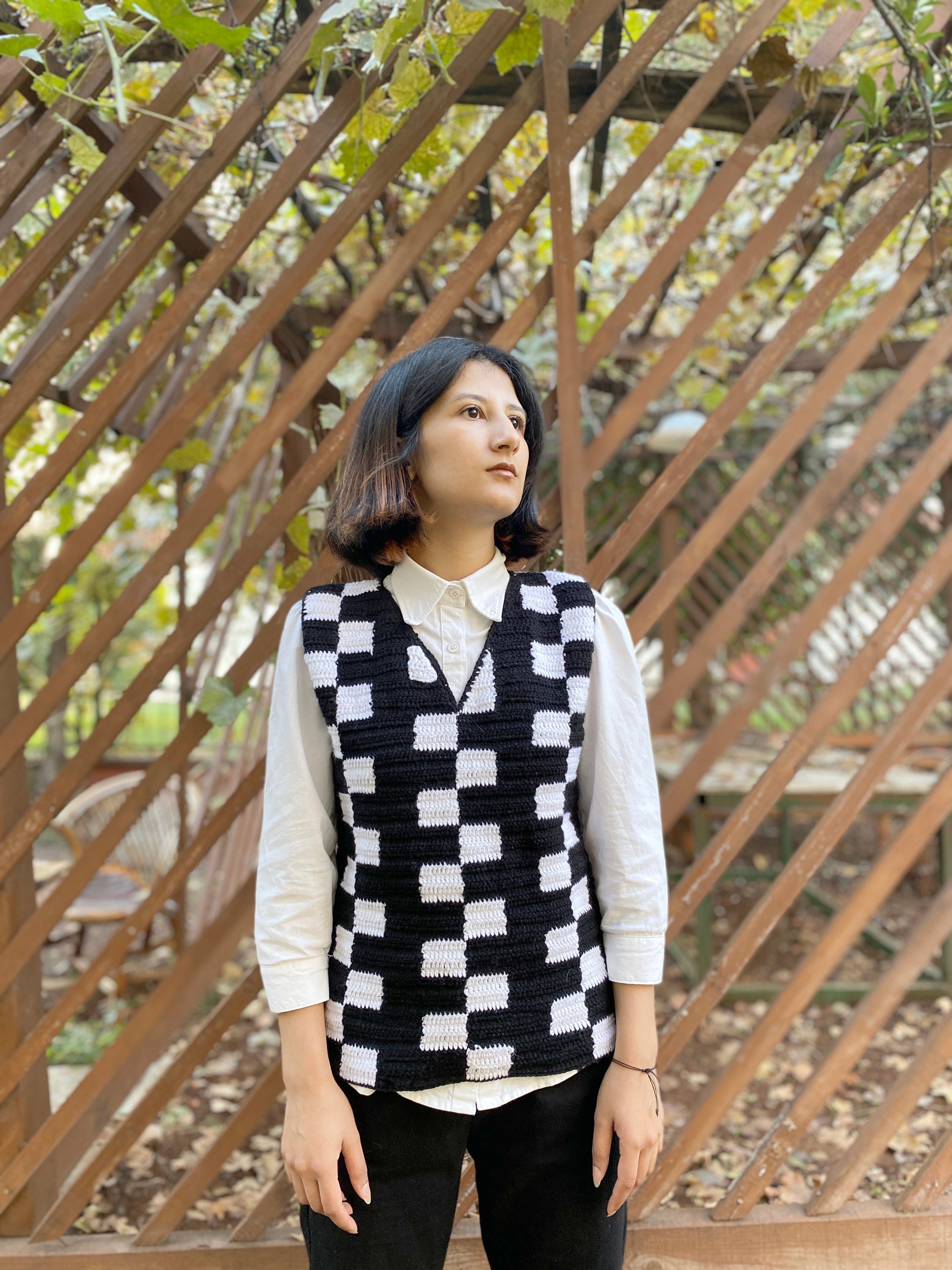 Wednesday Addams Sweater Vest Black and White Blocked - Etsy