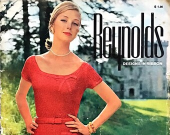 Reynolds Design in Ribbon – Vintage Knitting Pattern eBook – 1950s Couture Fashion – PDF Instant Download